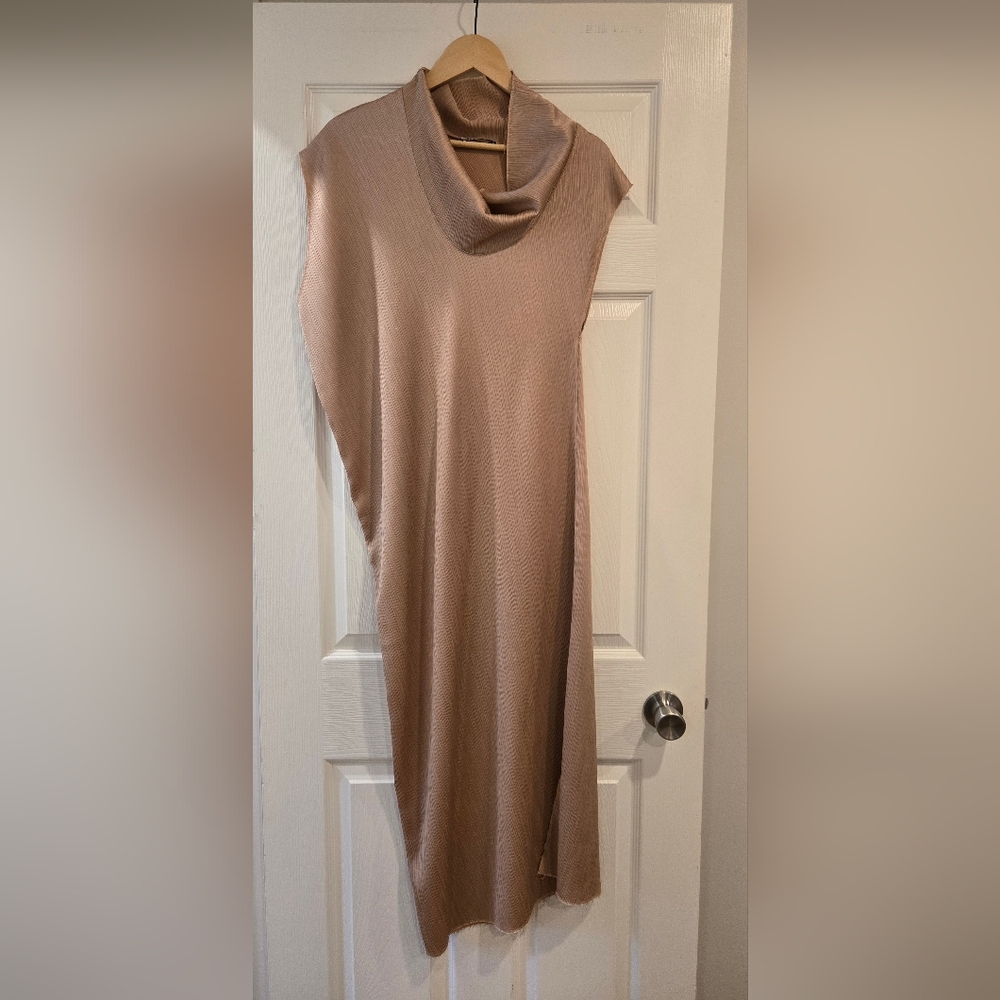 Zara Asymmetrical Light Pink Satin Dress